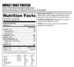 Nutrition panel of Myprotein Impact Whey Isolate Mocha highlighting protein per serving.