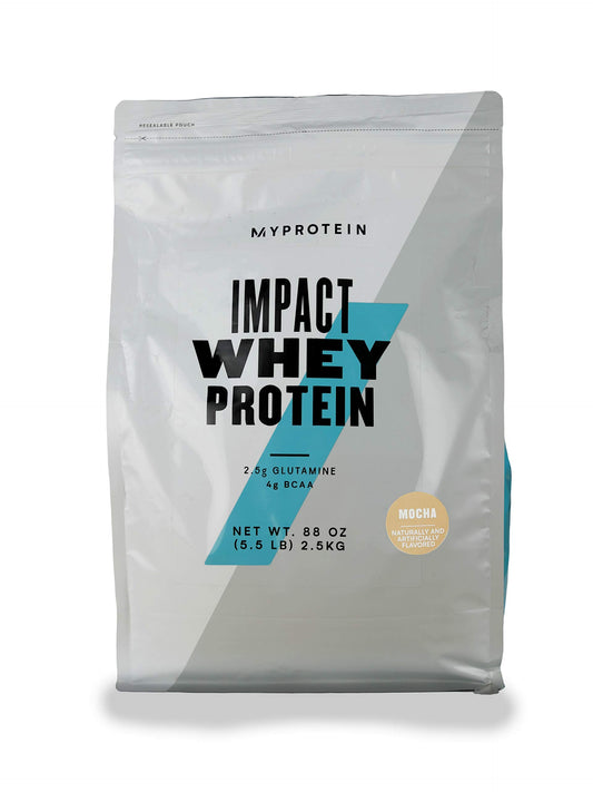 Myprotein Impact Whey Isolate Mocha tub shown for convenient daily protein support.