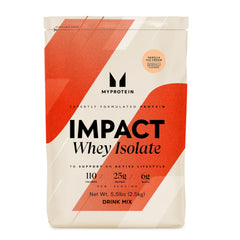 Myprotein Impact Whey Isolate Vanilla bottle close-up for high-protein recovery