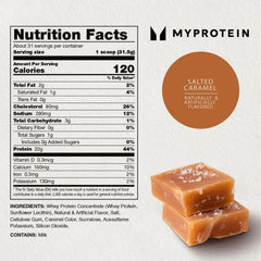 Myprotein Impact Whey Salted Caramel prepared shake ready to sip post workout.