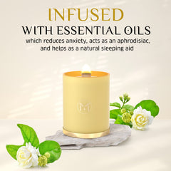 Myrrh Bliss 15oz candle in glass jar for large rooms.