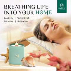 Myrrh Bliss Ocean Breeze candle offers up to 80 hours of burn.