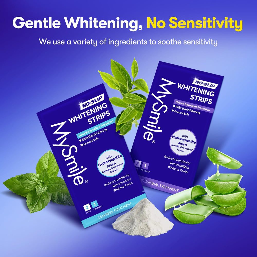 MySmile non-slip adhesive close-up, ensuring secure placement during whitening.