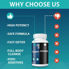 MythoTecq detox packaging box emphasizing quality standards and natural wellness