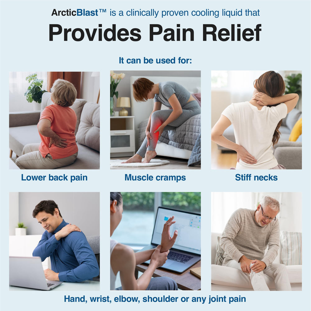 N-Labs Arctic Blast pain drops apply to shoulder for quick cooling comfort.