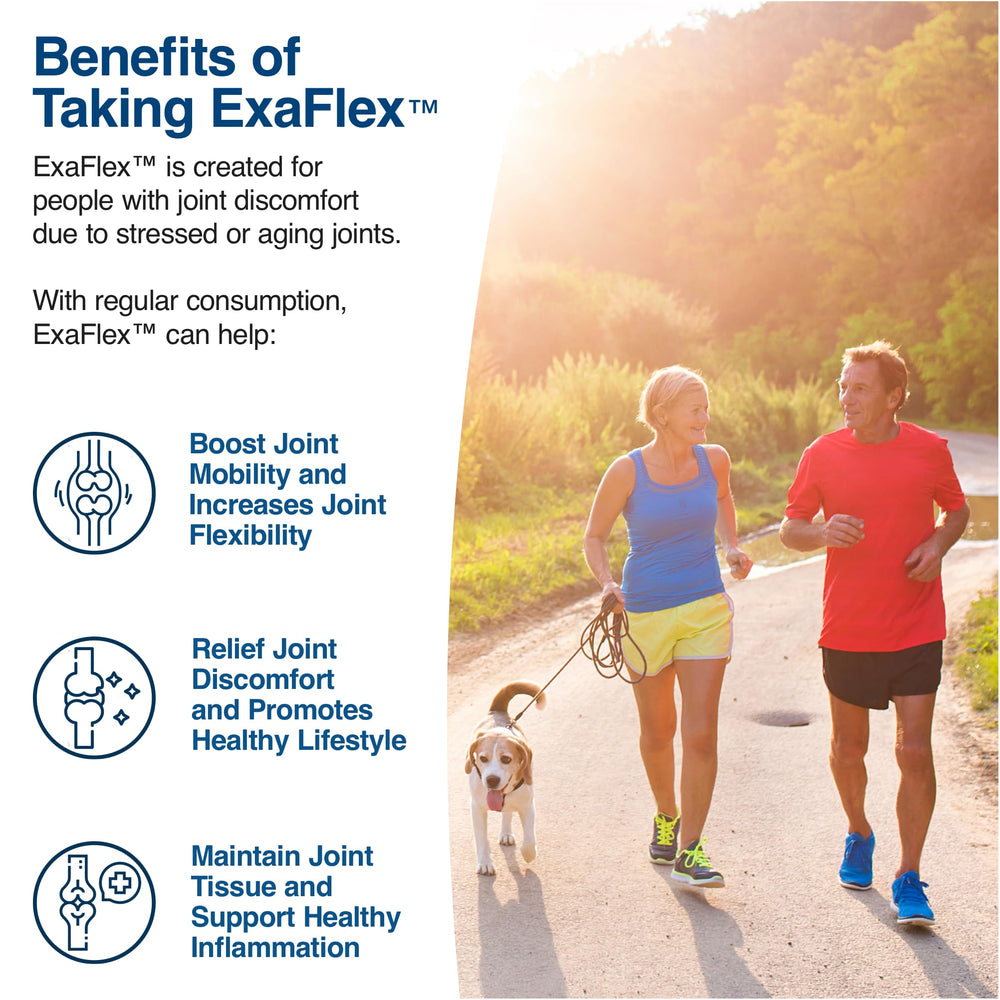 ExaFlex bottle label shows Made in the USA quality.