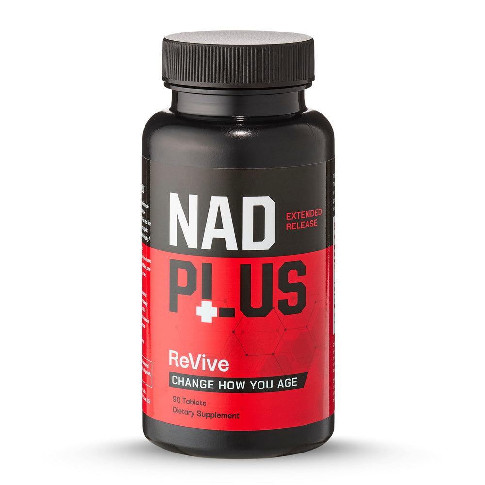 NAD Plus Revive bottle pouring capsules for daily energy support.