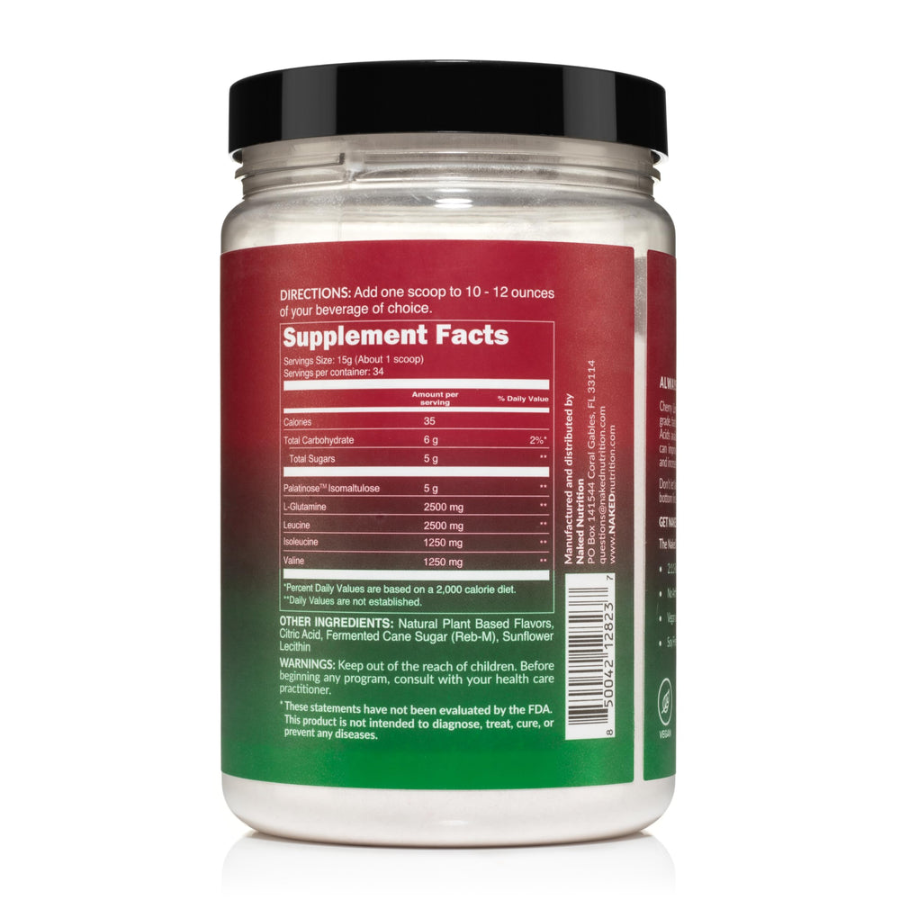 NAKED BCAAs scoop highlights convenient serving for workout sessions.