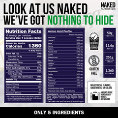 NAKED Chocolate Mass Gainer measured scoop illustrates easy portioning for meals.