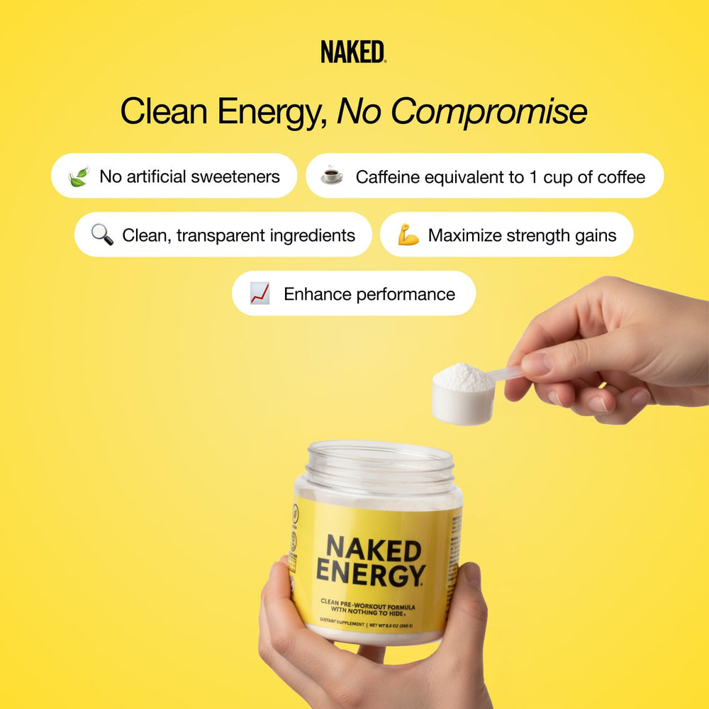 NAKED Citrus Energy serving beside the label communicates NSF-certified trust.