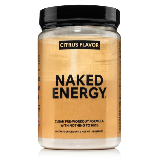 NAKED Citrus Energy tub front view for a clean pre-workout boost.