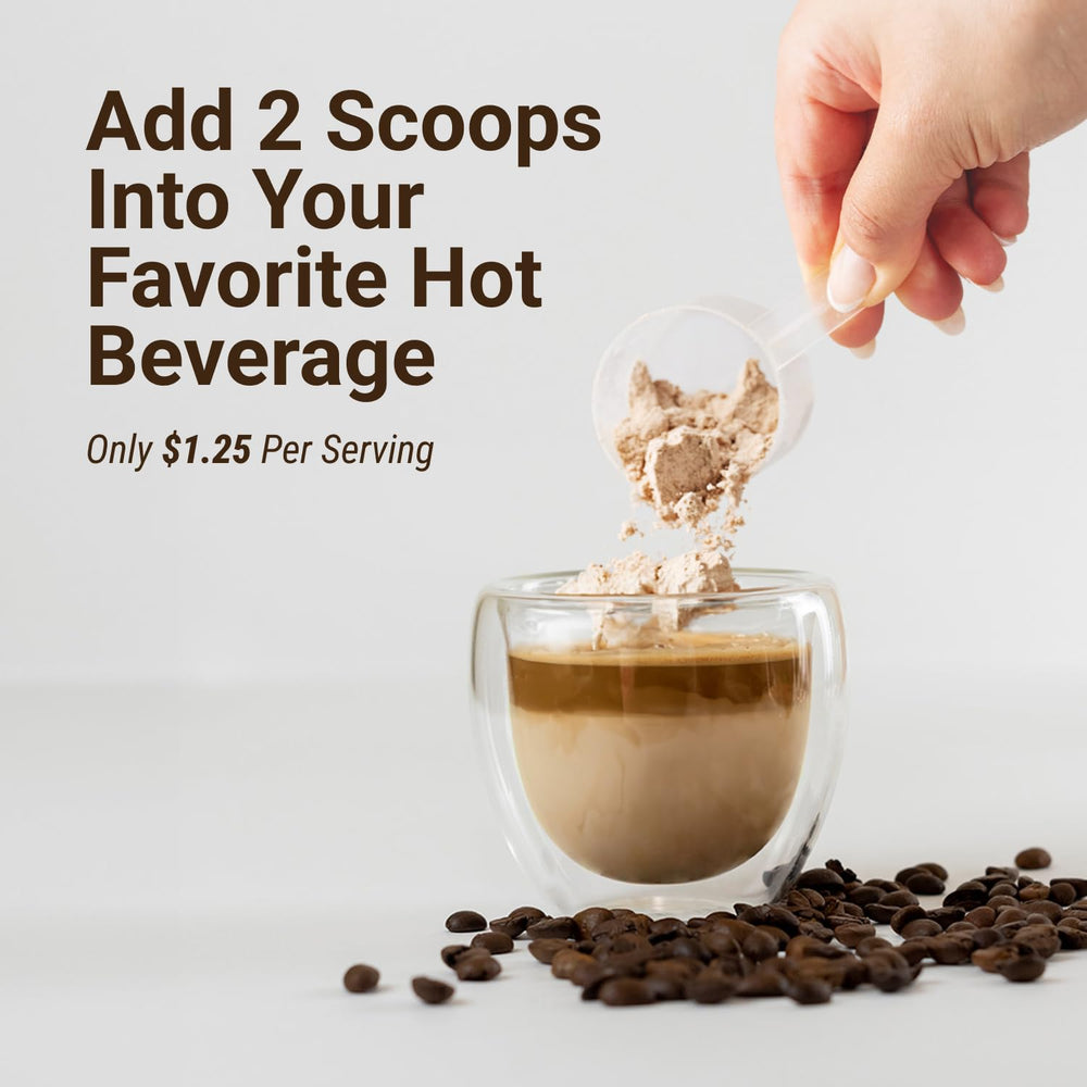 NAKED Collagen Coffee Creamer Vanilla cup close-up shows creamy, zero sugar mix