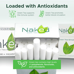 Naked Green Tea Cigarettes Lite cigarette draw demonstrates smoother, tobacco-free experience.