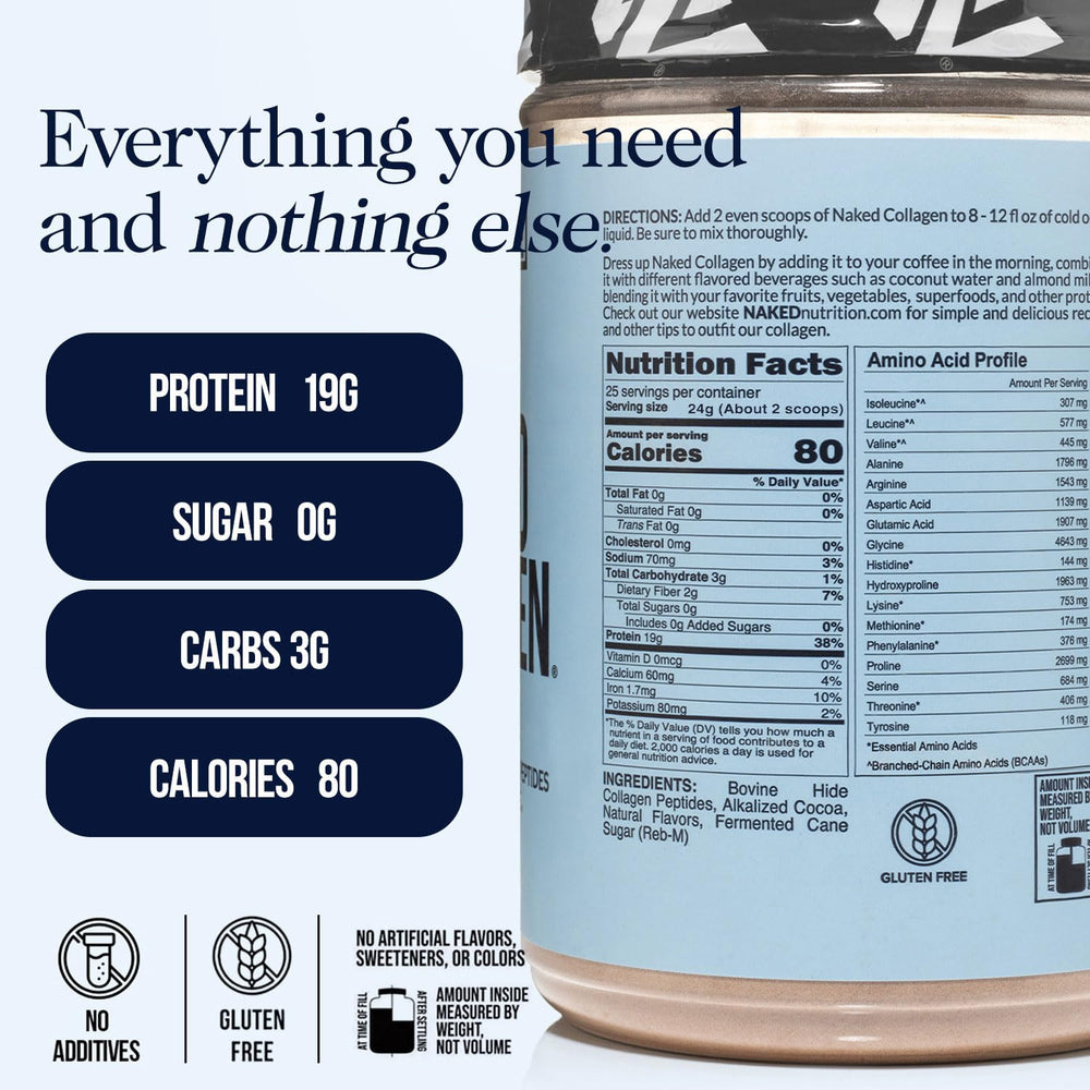 NAKED hydrolyzed collagen powder serving scoop for easy mixing