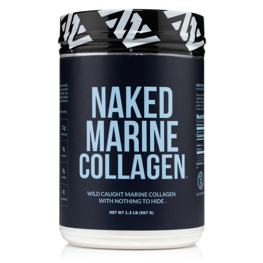NAKED Marine Collagen powder in an unflavored bottle supports daily protein intake naturally