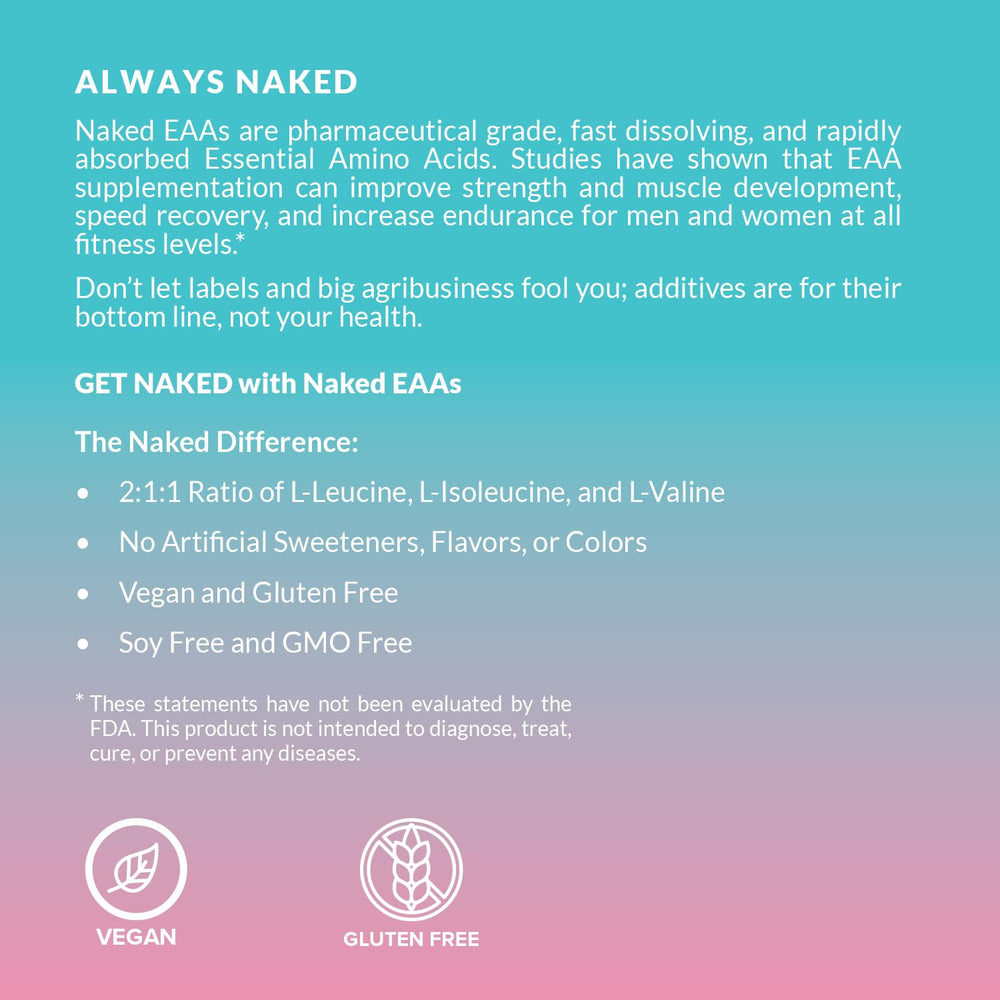 NAKED Strawberry Lemonade EAAs vegan certification badge on packaging