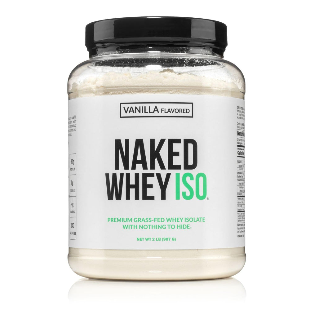 NAKED Vanilla Whey Isolate bottle with clean label for everyday shakes