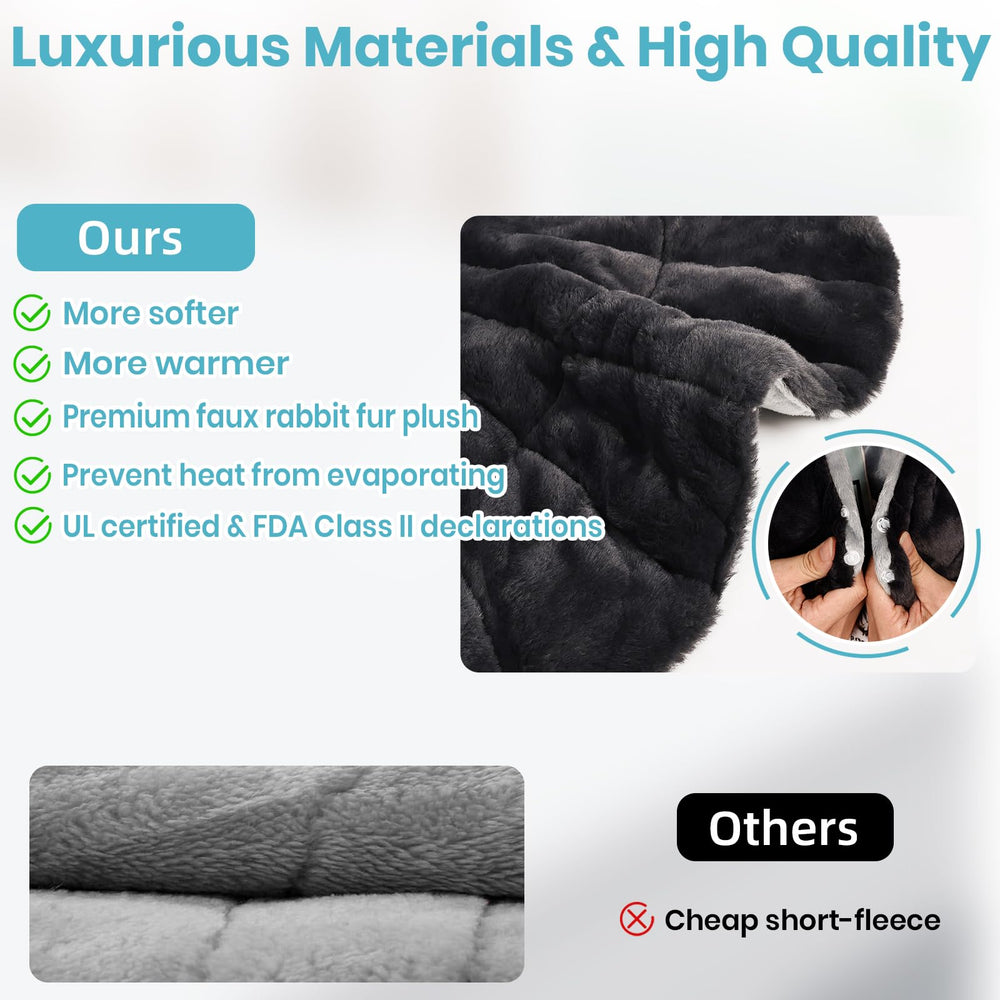 Nalax heating pad with 11.5-foot cord for flexible use anywhere.
