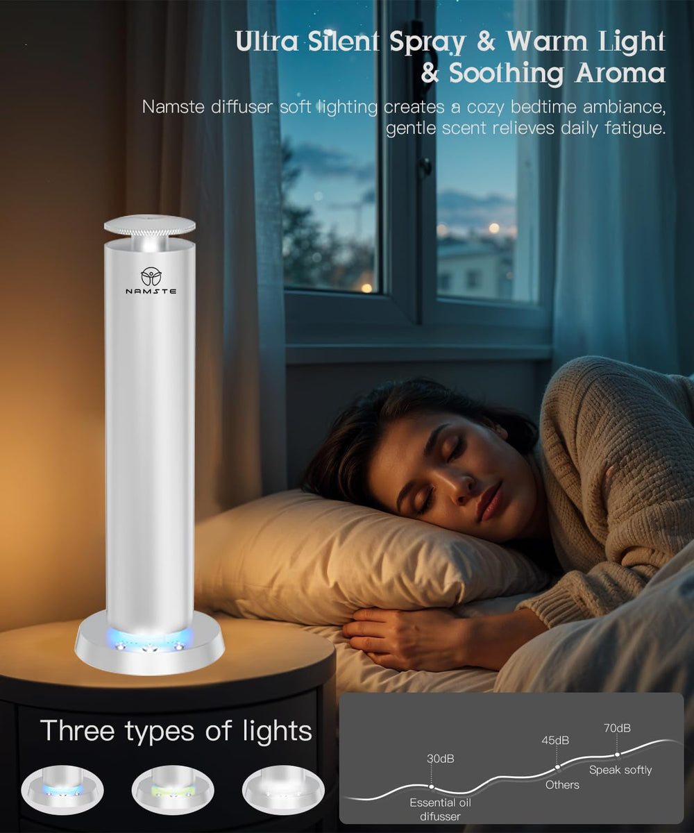 Namste waterless diffuser side view showing USB-C charging for flexible portability