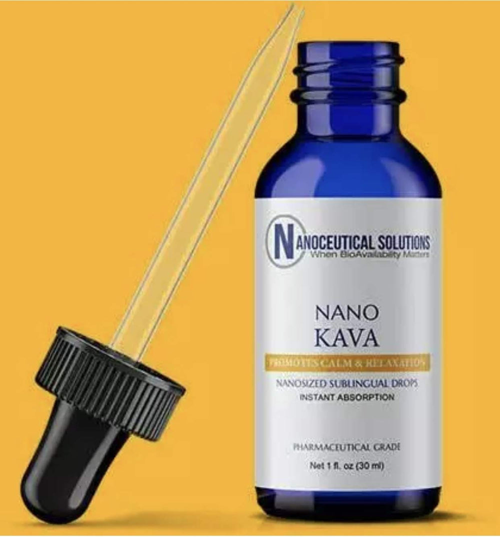 Nano KAVA KAVA dropper and label ready for quick mood support.