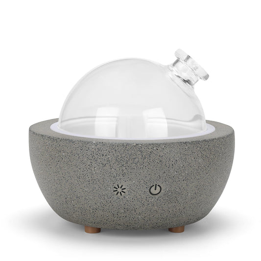 NaNaRocCi diffuser with glass dome for calming mist in living spaces