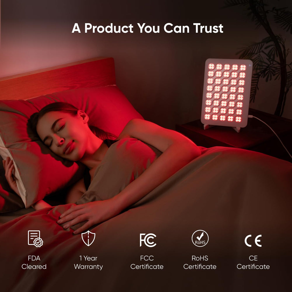 Nanoleaf red light therapy panel with protective eyewear for safe relaxation sessions