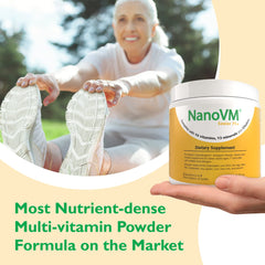 Unflavored NanoVM Senior 71+ powder blends seamlessly into meals.
