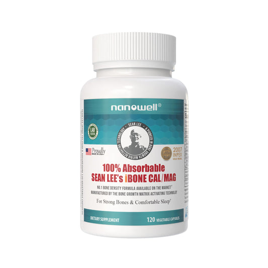 Nanowell iBone Cal Mag bone-density-formula bottle supports daily calcium focus.