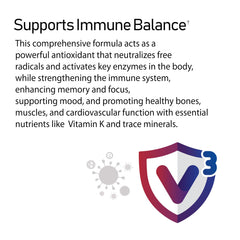 NANOWELL V3 Immuno Shield bottle noting zinc and minerals for health.