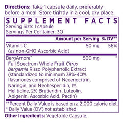 NAOMI Bergamore bottle label close-up with branding and details.