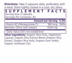 NAOMI BP Advanced vitamin K2 bottle showing 180 mcg MK-7 for arterial health