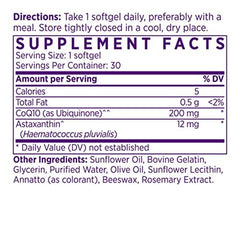 NAOMI astaxanthin-coq10 label closeup highlighting natural, non-GMO ingredients.