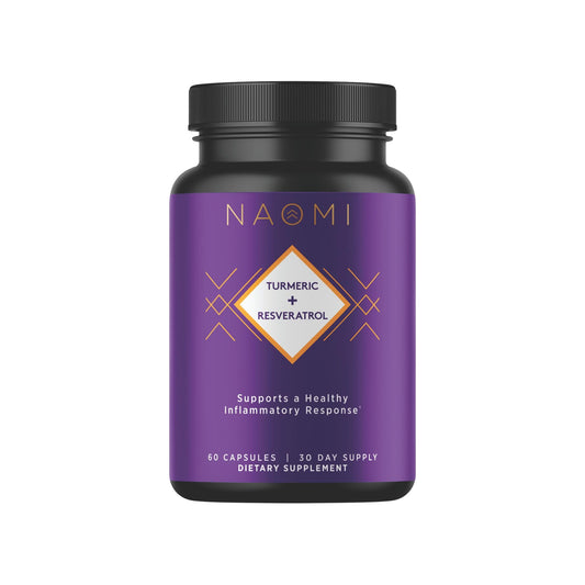 NAOMI Turmeric Curcumin bottle pour shows high-potency 1000 mg capsules for daily support.