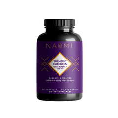 NAOMI turmeric curcumin bottle close-up highlighting high potency for daily joints