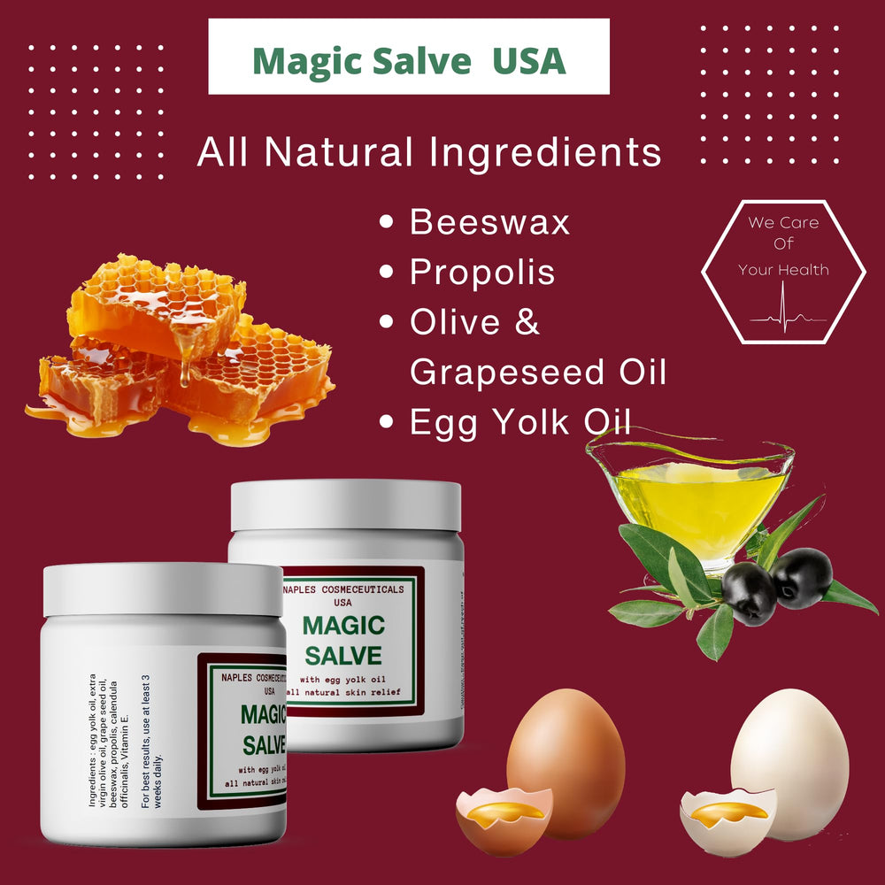 Naples Cosmeceuticals Magic Salve ingredients close-up showing soothing components.