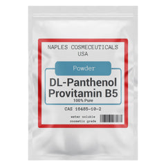 Naples Cosmeceuticals panthenol powder jar highlighting deep skin hydration and barrier care
