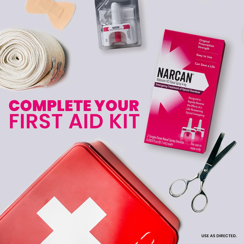 NARCAN nasal spray 4 mg in a first aid kit, preparedness you can trust.