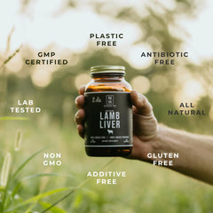 Narrow Way Nutrition freeze-dried lamb liver image highlighting natural, non-defatted state for pure nutrient profile.