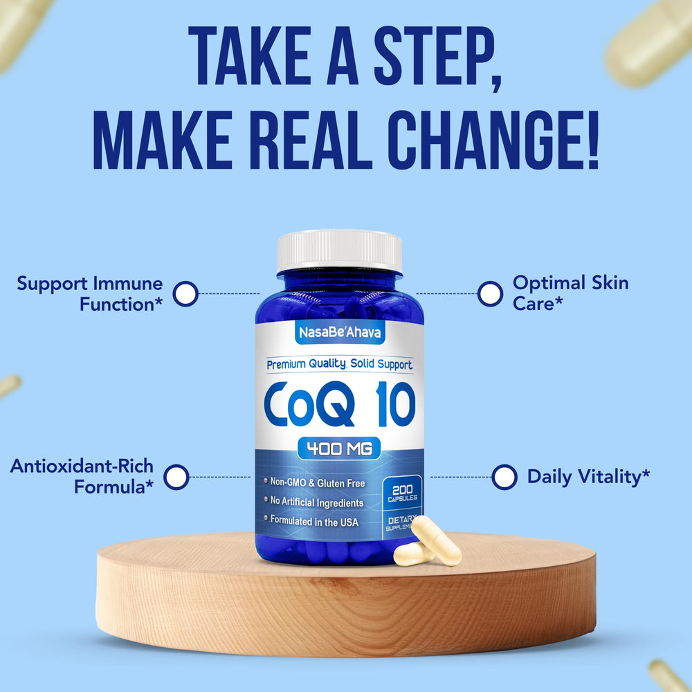 Energetic lifestyle scene with CoQ10 suggesting daily vitality.