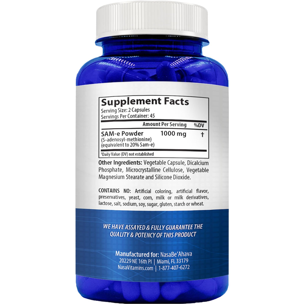 NasaBeahava SAM-e capsules closeup for easy everyday supplementation.