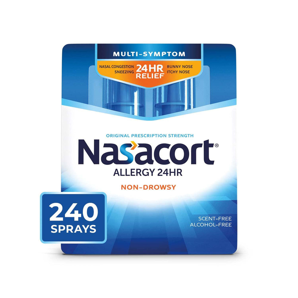 Nasacort 24HR nasal spray for adults, dual bottles, 120 sprays each