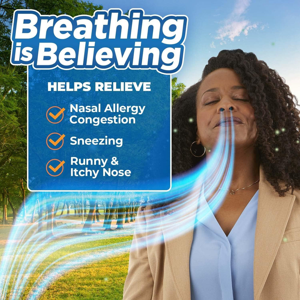 Nasacort Allergy 24 Hr nasal spray nozzle close-up highlights fast-acting relief within 12 hours