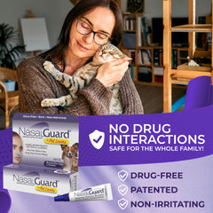 NasalGuard applying-gel-nose-upper-lip close-up shows gel barrier for inhalation protection.