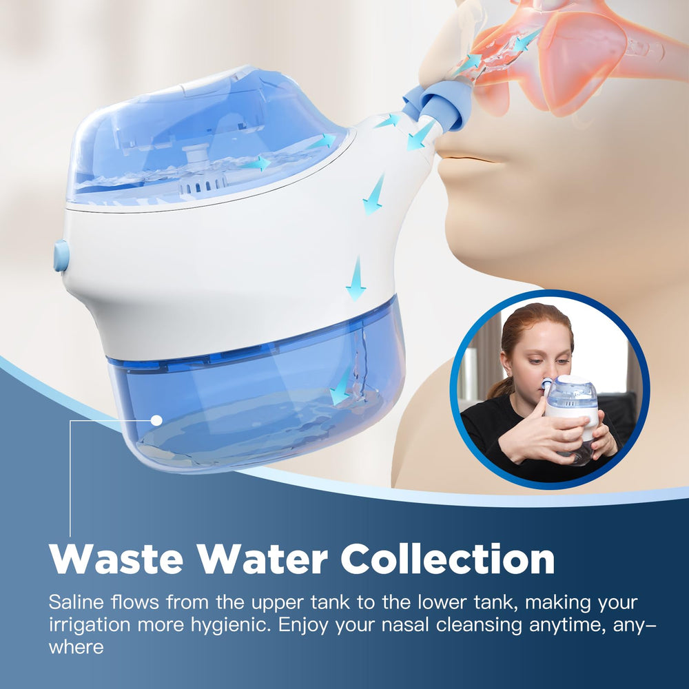 Nascool measuring cup ensures accurate saline concentration.