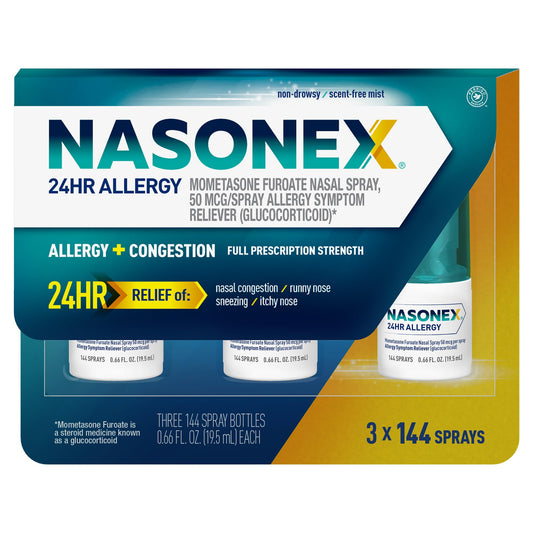 Nasonex 24HR allergy nasal spray bottle for all-day relief
