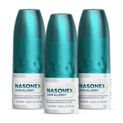 Close-up of Nasonex nozzle delivering a scent-free mist for congestion relief