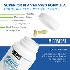 Naticura Migratone butterbur feverfew panel with PA-free botanicals