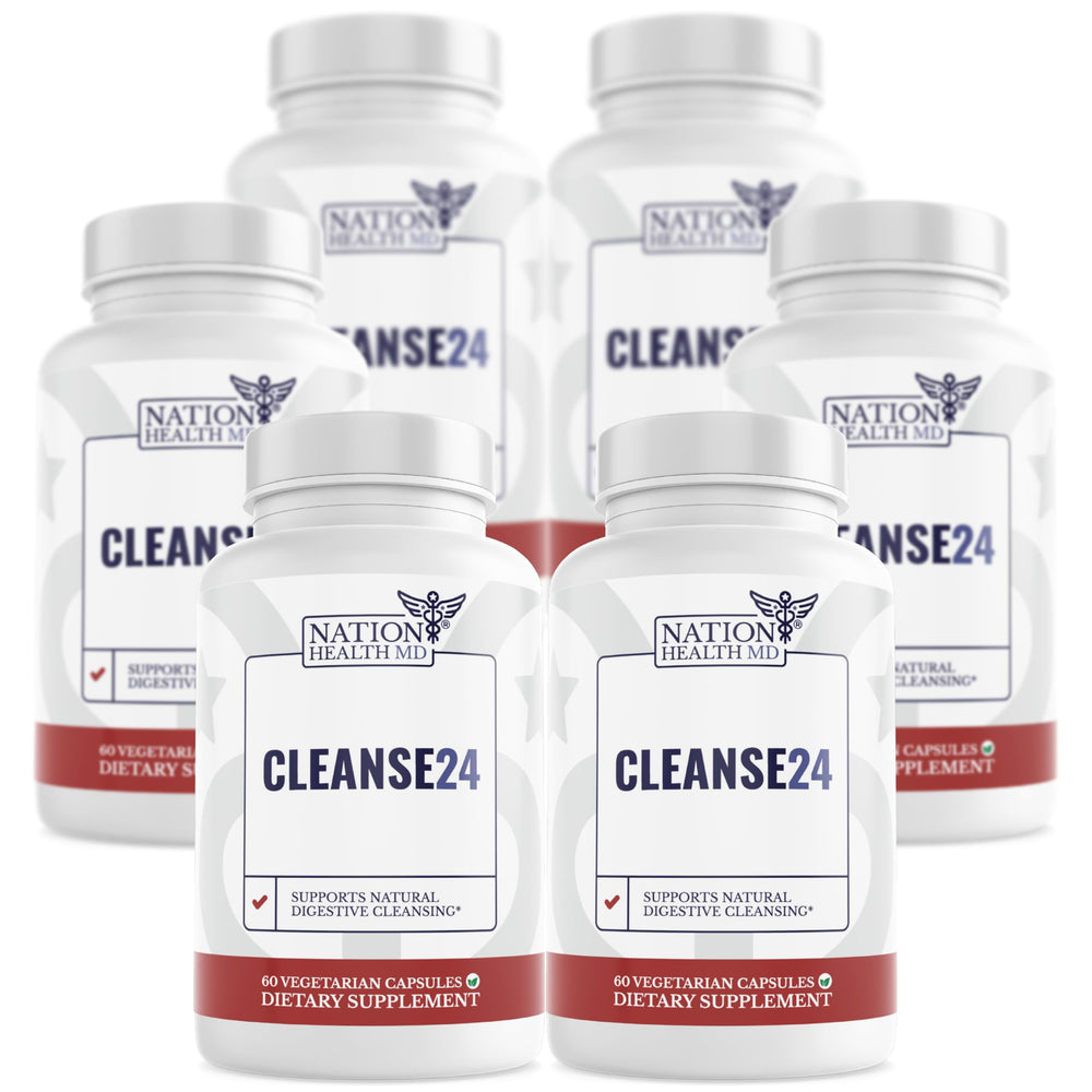Nation Health MD Cleanse24 bottle front for everyday gut support.
