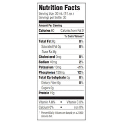 National Nutrition ProSource NoCarb nutrition facts showing 60 calories per serving