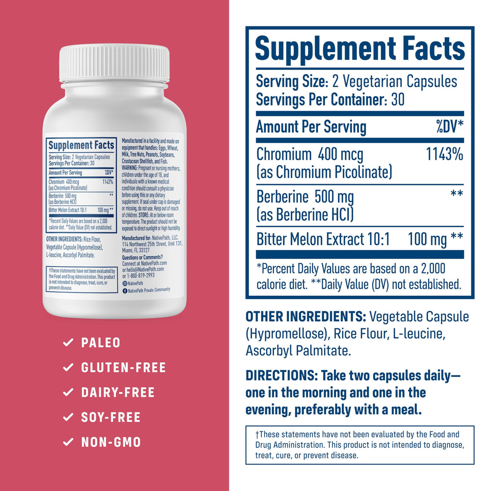 Close-up of NativePath berberine capsules, easy-to-swallow daily supplement